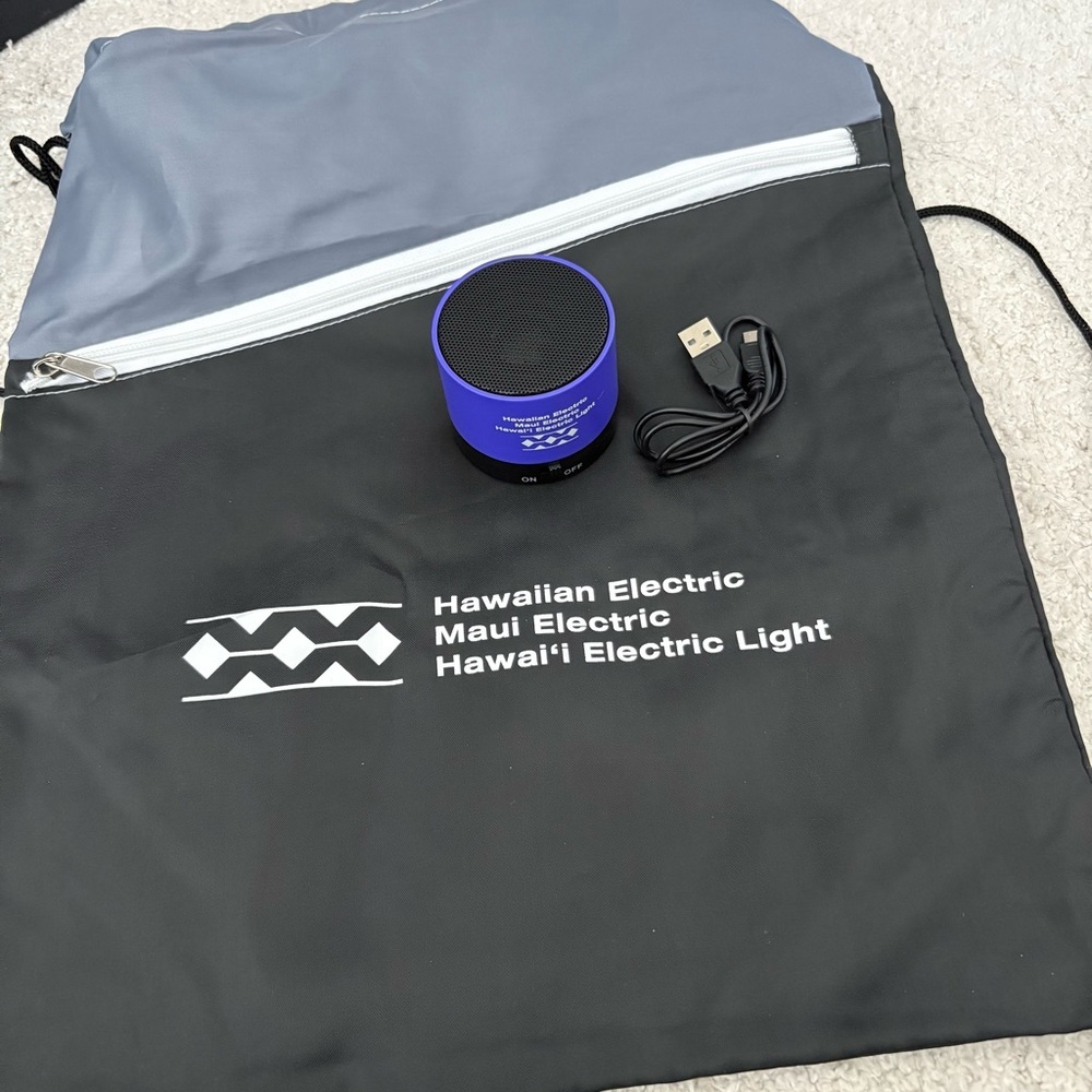 Blue Portable Speaker with USB Cable